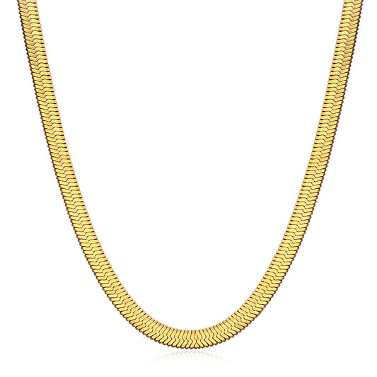 Capri Serpentine 18K Gold-Plated Stainless Steel Necklace with Snake Chain and Lobster Clasp Closure