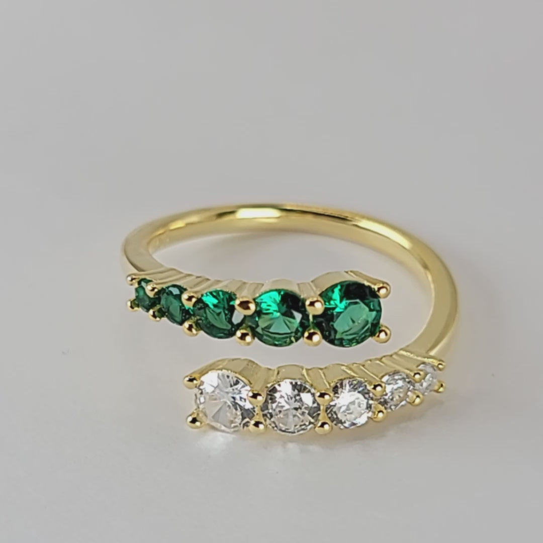 Emerald Athena Adjustable Sterling Silver Ring