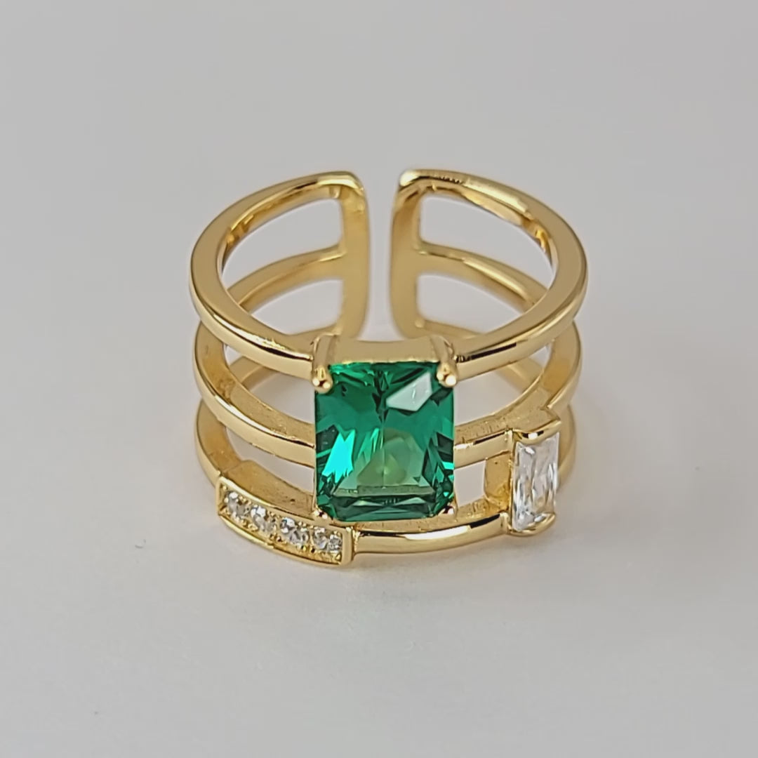 Venice Green Cubic Zirconia Adjustable Ring