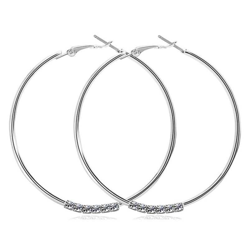 New York Exaggerated 14K White Gold-Plated Cubic Zirconia Hoops