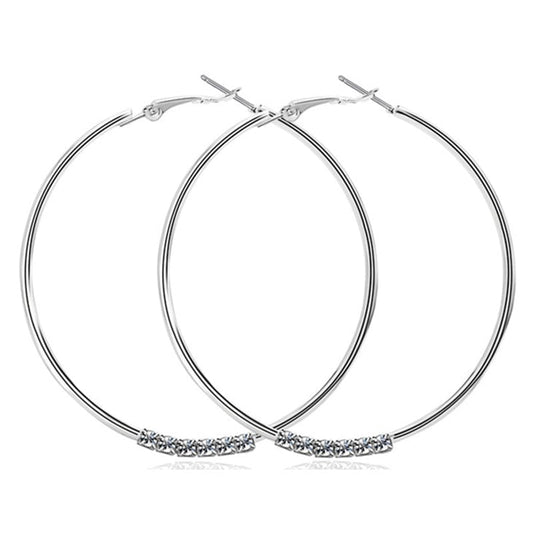 New York Exaggerated 14K White Gold-Plated Cubic Zirconia Hoops