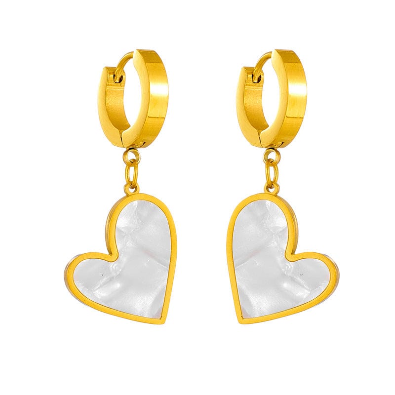 Amsterdam Heart Pendant 14K Gold-Plated Huggies Earrings