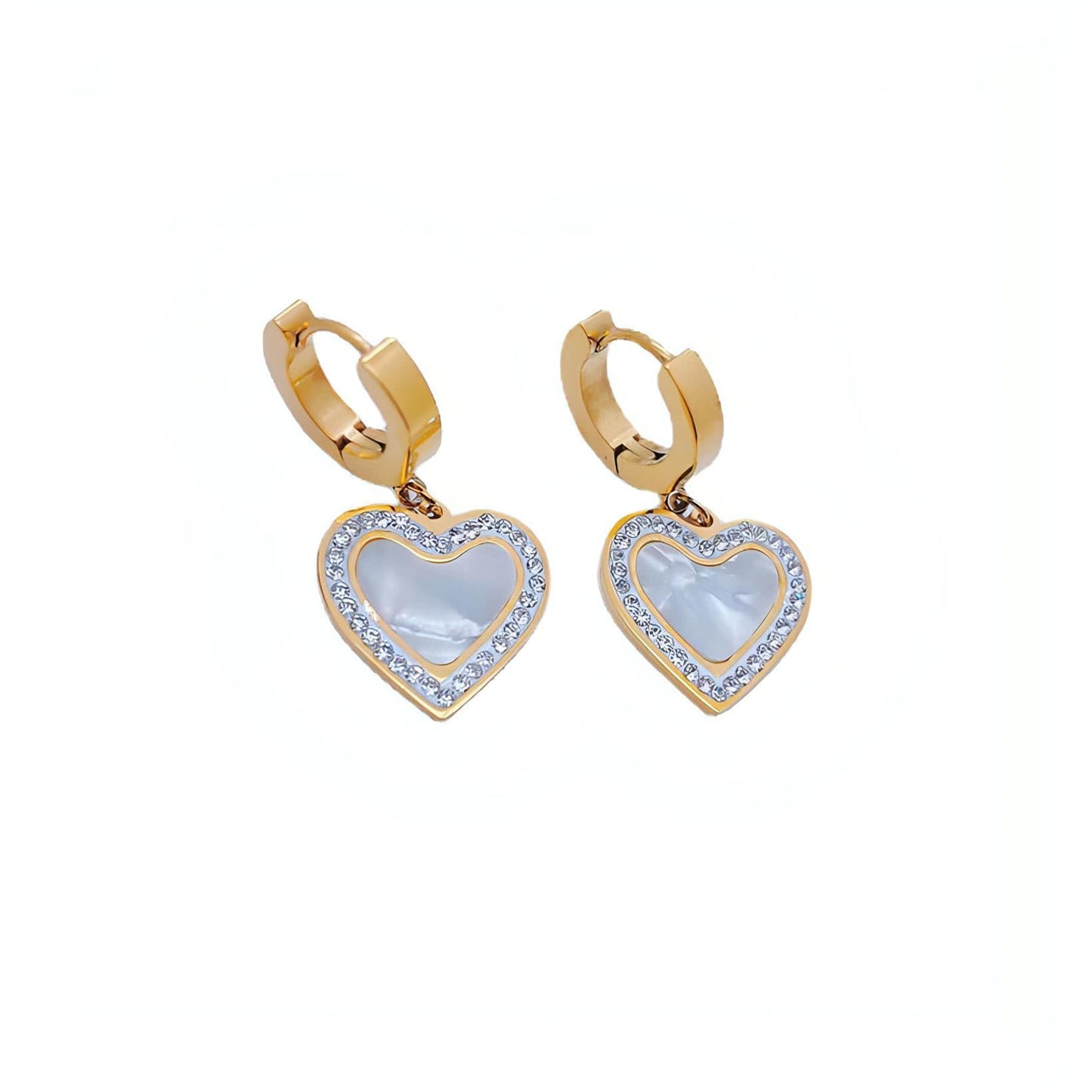 Buenos Aires Luminous 18K Gold-Plated Huggies Earrings with Shell and Cubic Zirconia