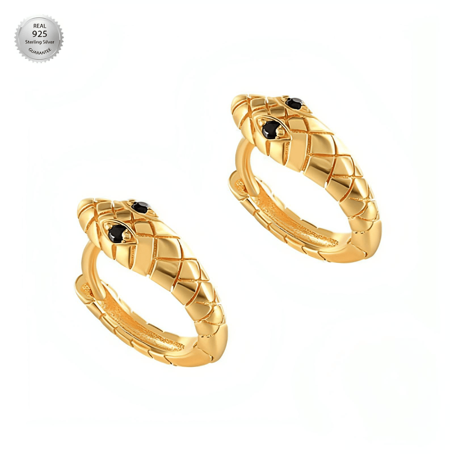 Serpentine Allure - 18K Gold-Plated Sterling Silver Snake-Shape Cuff Earrings