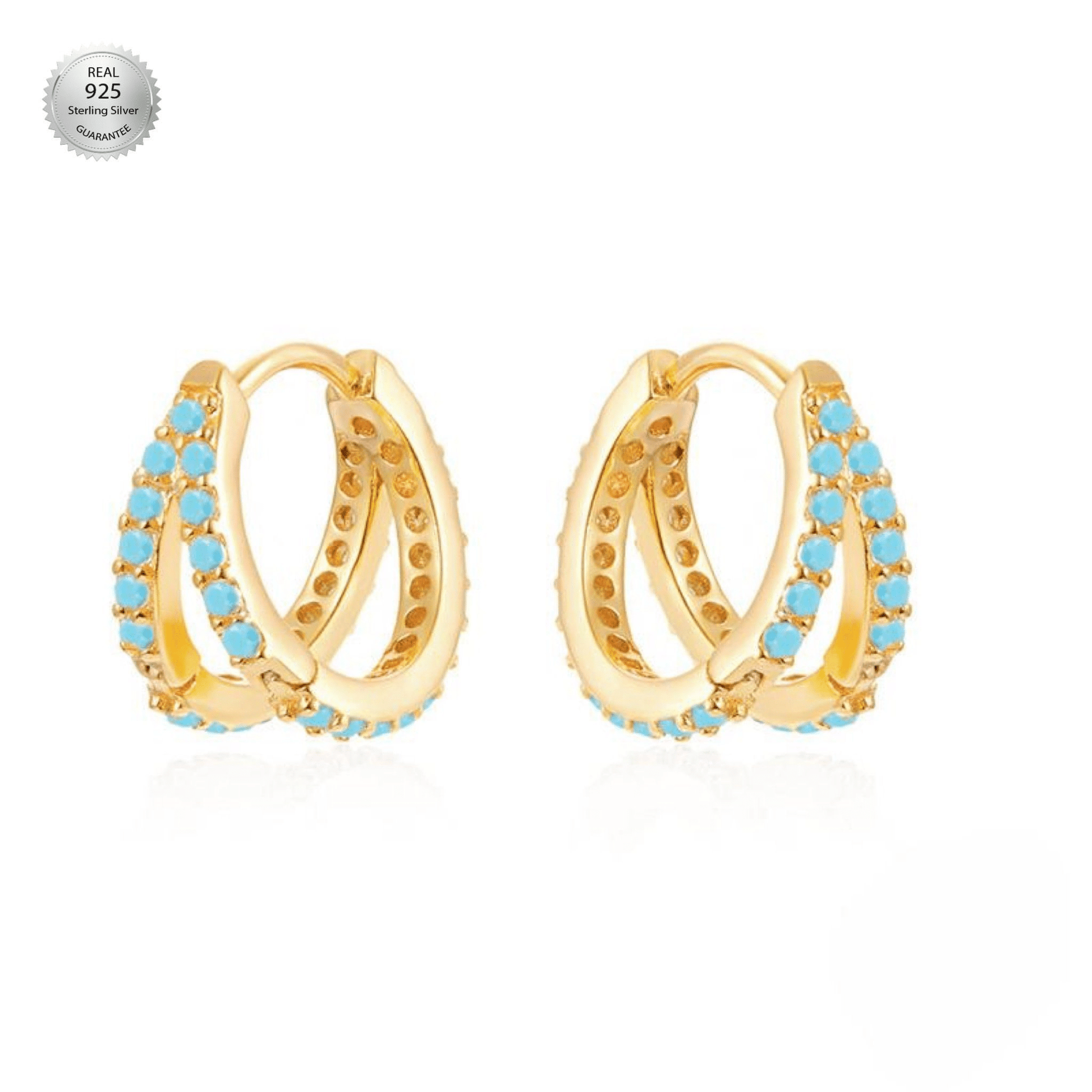 Dubai Rhinestone 18K Gold-Plated Sterling Silver Hoops