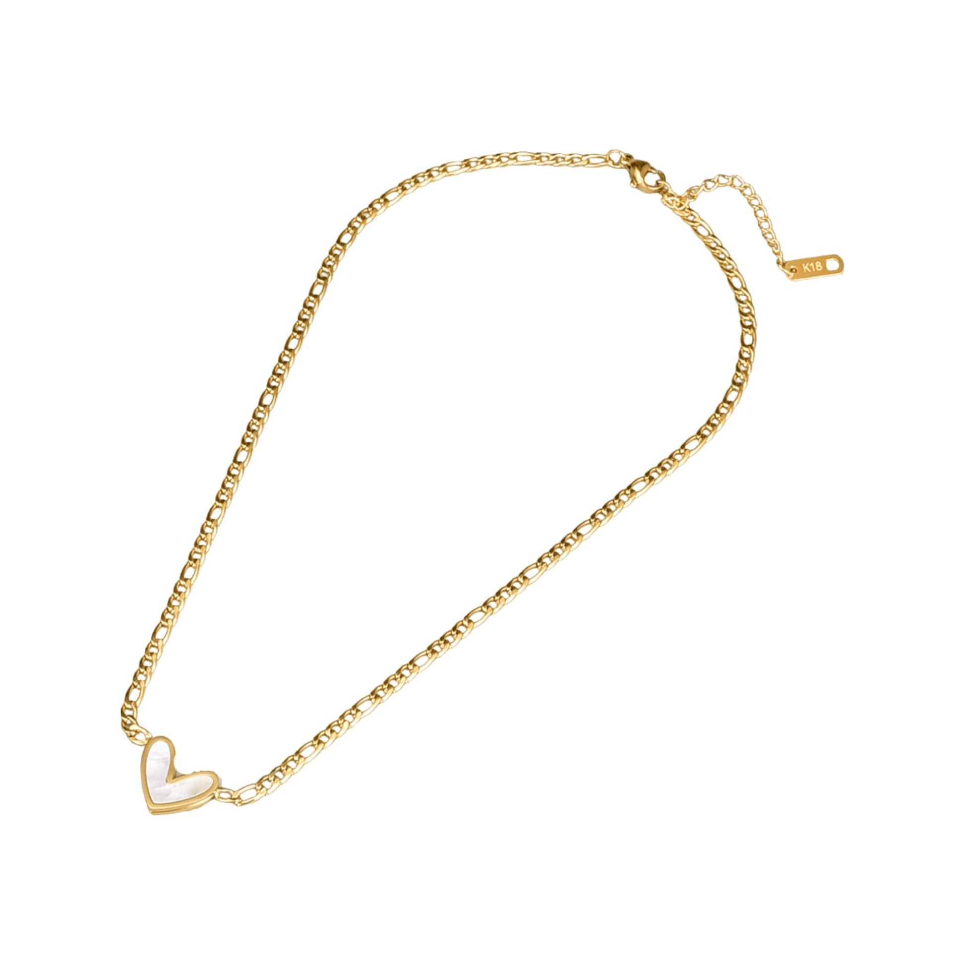 Heart of Venice - 18K Gold-Plated Stainless Steel Necklace with Heart-Shaped Shell Pendant