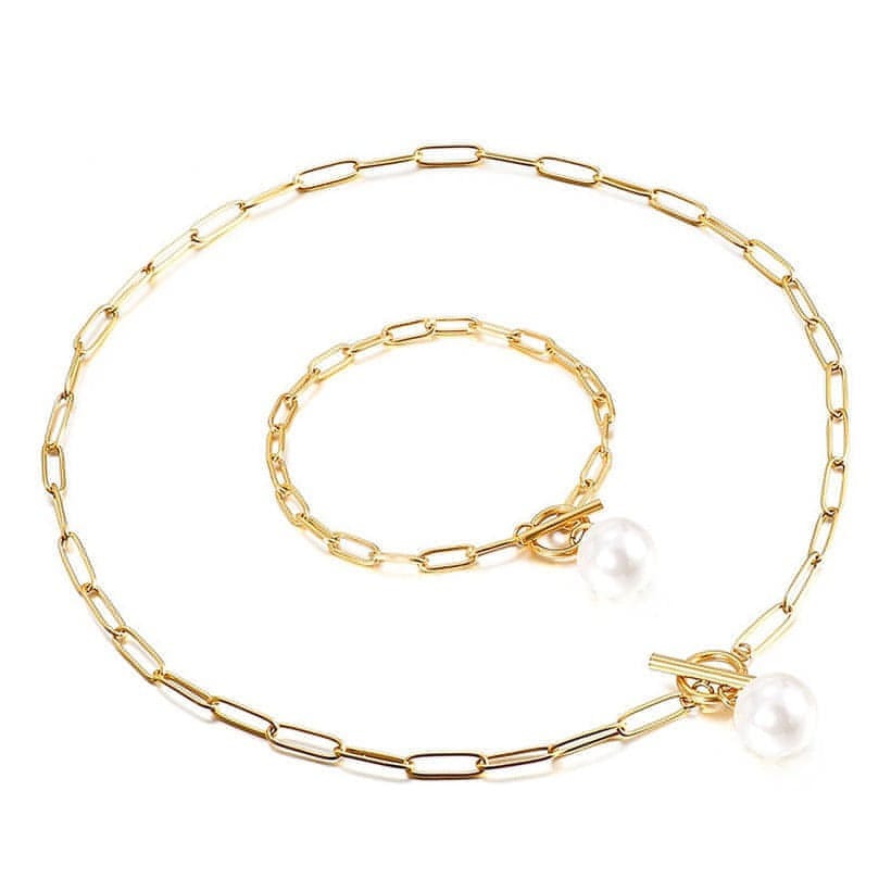 Necklaces Pearl Necklace & Bracelet Set
