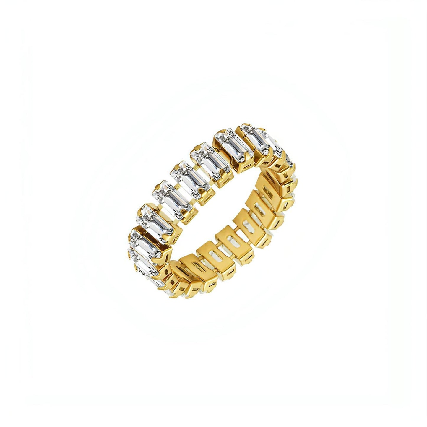 Sophisticated Venice Ring, 14K Gold-Plated Titanium, Adorned with Cubic Zirconia