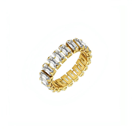 Sophisticated Venice Ring, 14K Gold-Plated Titanium, Adorned with Cubic Zirconia