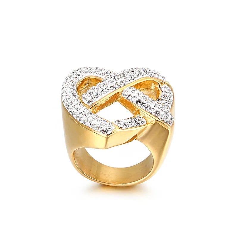 Titanium Cubic Zirconia Ring, 18K Gold-Plated, Elegant Jewelry