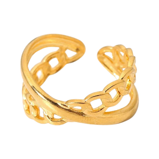 Santorini Radiant Allure Adjustable 14K Gold-Plated Stainless Steel Ring