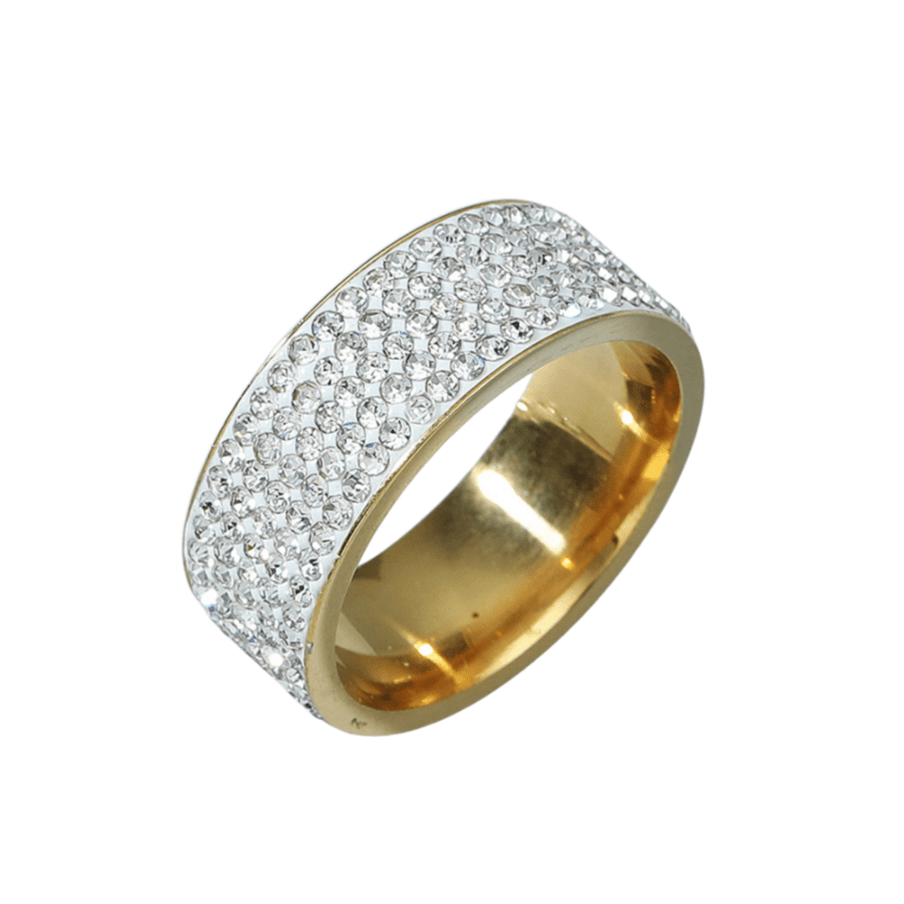 Unisex Monaco Elegance Ring, 18K Gold-Plated Titanium with Cubic Zirconia