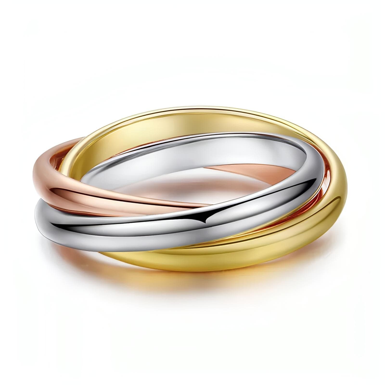 Tricolor Titanium Ring, 14K Gold-Plated, Titanium Jewelry