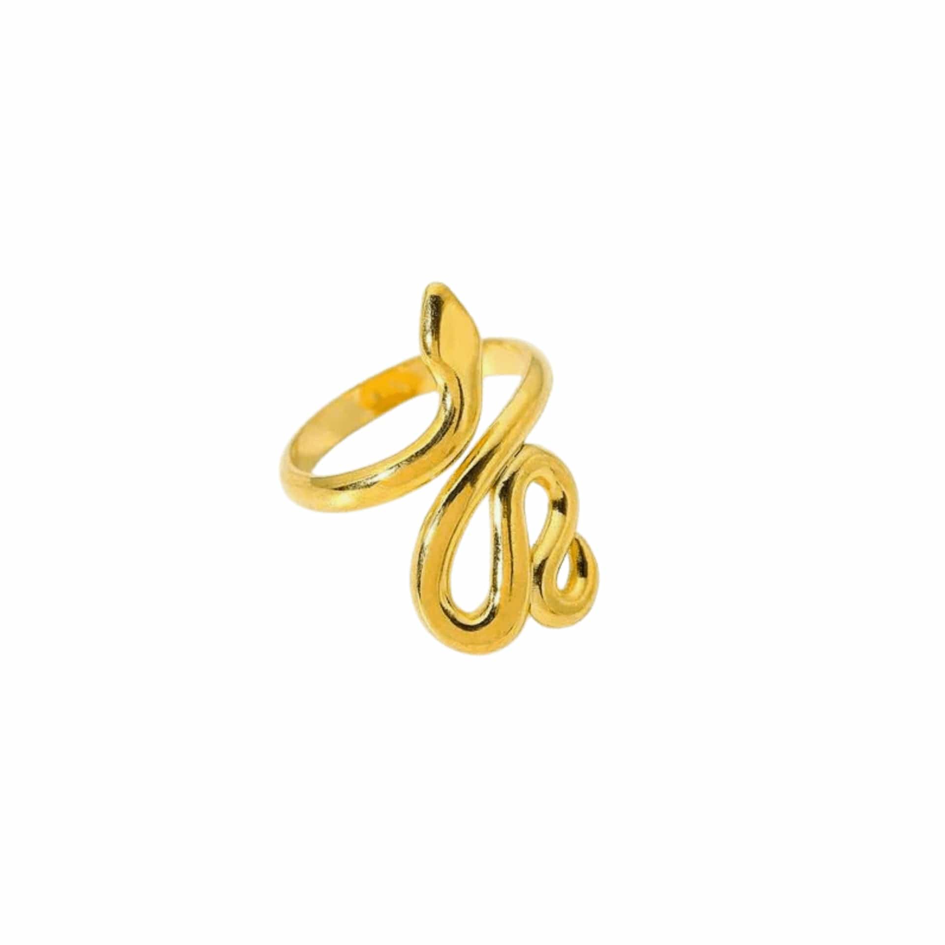 Serpentine Elegance Adjustable 18K Gold-Plated Titanium Ring